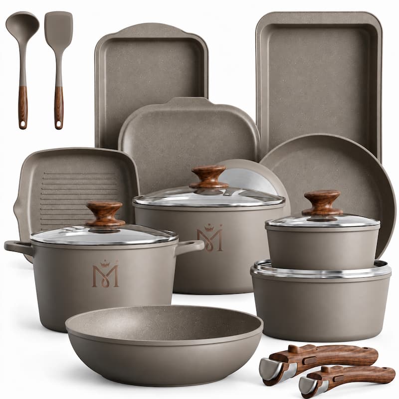 StoneCrown Pro 15 set posode taupe kamniti učinek z odstranljivimi ročaji